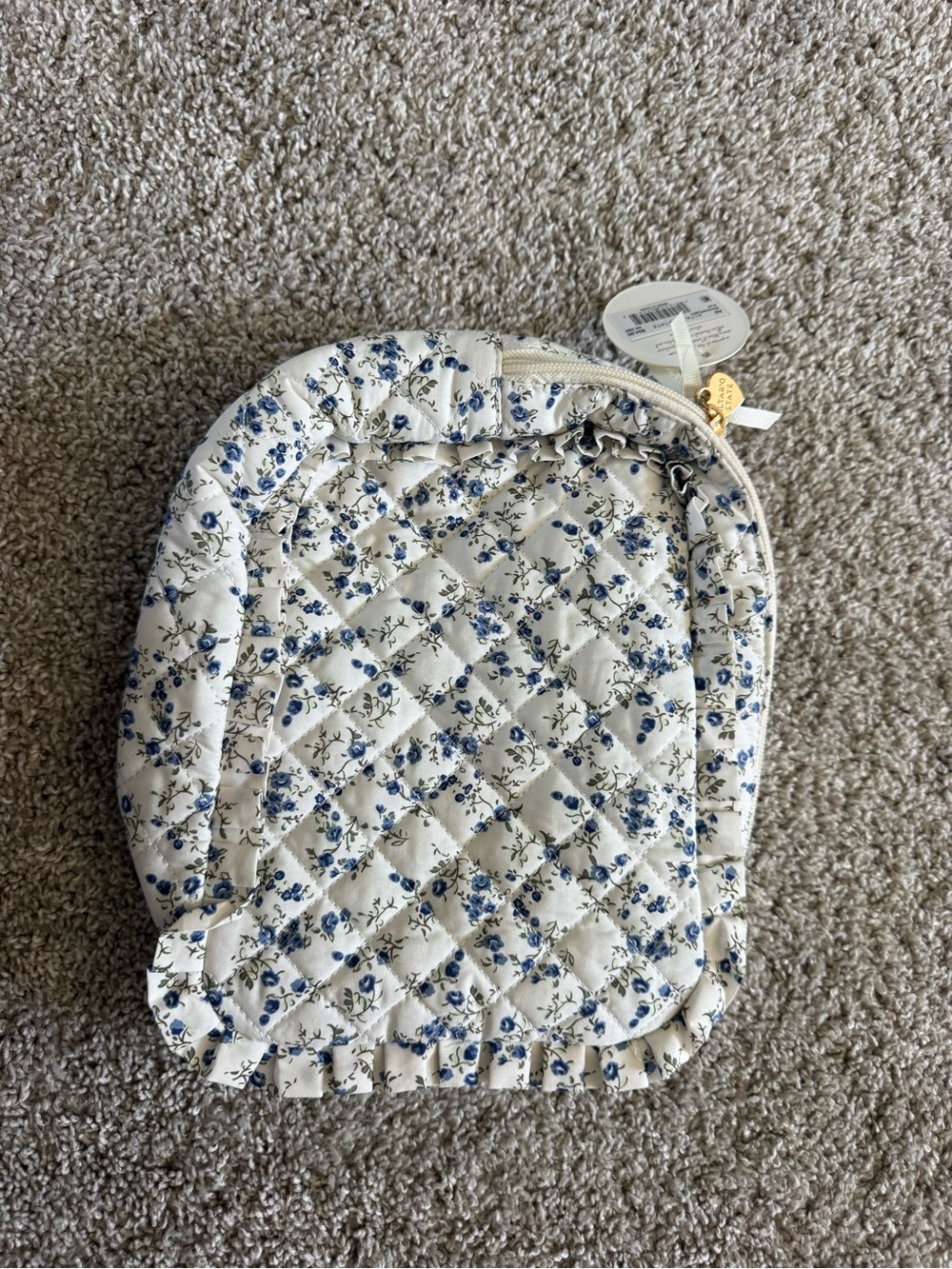 Altar'd State Cream Quilted Pouch with Blue Floral Print - Picture 2 of 4
